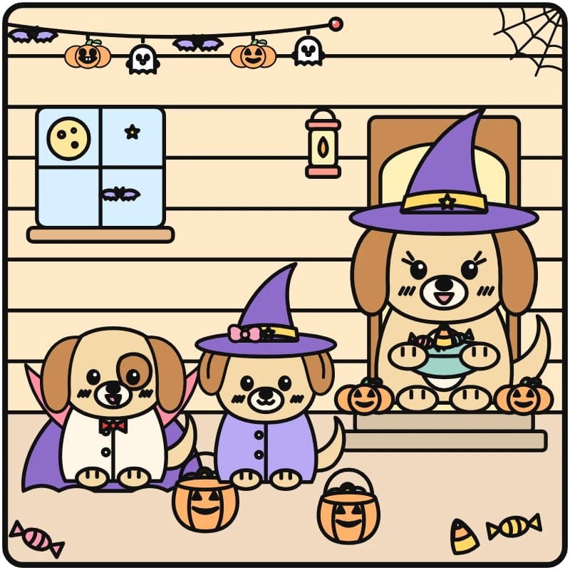 Trick-or-Treating, colored
