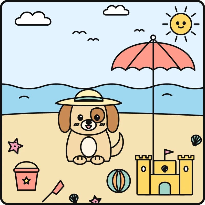 Beach Day, colored