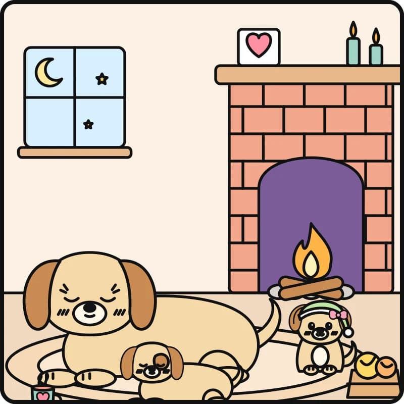 Warm Fireplace, colored