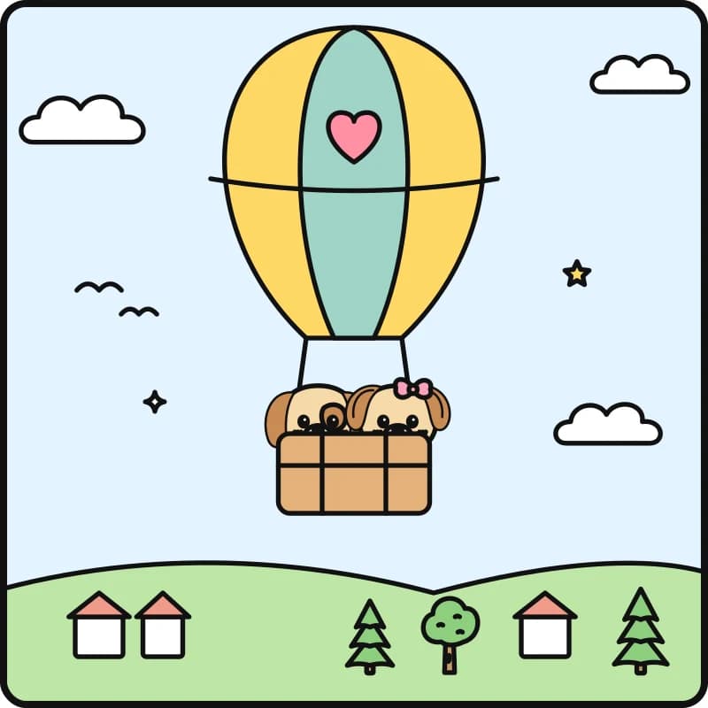 Hot Air Balloon, colored