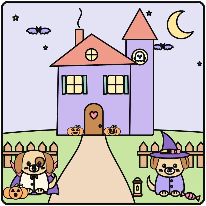 Visiting a Haunted House, colored