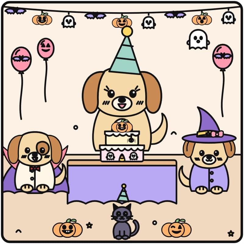 Having a Halloween Party, colored